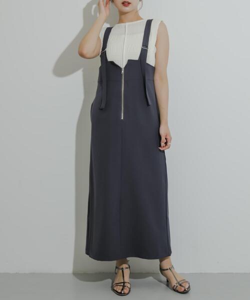 SENSE OF PLACE by URBAN RESEARCH(センスオブプレイスバイアーバンリサーチ)の「ジップデザインジャンパースカート(ワンピース・レディース・チャコールグレー/ブラック/ベージュ/ホワイト系その他・ONE/S)」の4枚目の写真