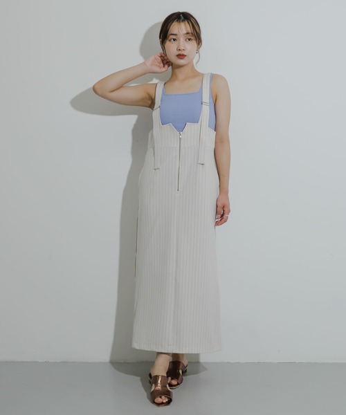 SENSE OF PLACE by URBAN RESEARCH（センスオブプレイスバイアーバンリサーチ）の「ジップデザインジャンパースカート（ワンピース・レディース・チャコールグレー/ブラック/ベージュ/ホワイト系その他・ONE/S）」の12枚目の写真