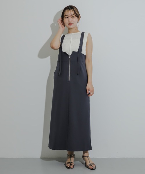 SENSE OF PLACE by URBAN RESEARCH（センスオブプレイスバイアーバンリサーチ）の「ジップデザインジャンパースカート（ワンピース・レディース・チャコールグレー/ブラック/ベージュ/ホワイト系その他・ONE/S）」の21枚目の写真