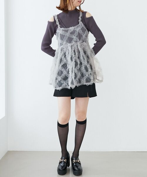 MAJESTIC LEGON（マジェスティックレゴン）の「アソートチュールキャミ（その他トップス・レディース・ブラック系その他/グレー/ホワイト系その他2・MEDIUM）」の4枚目の写真