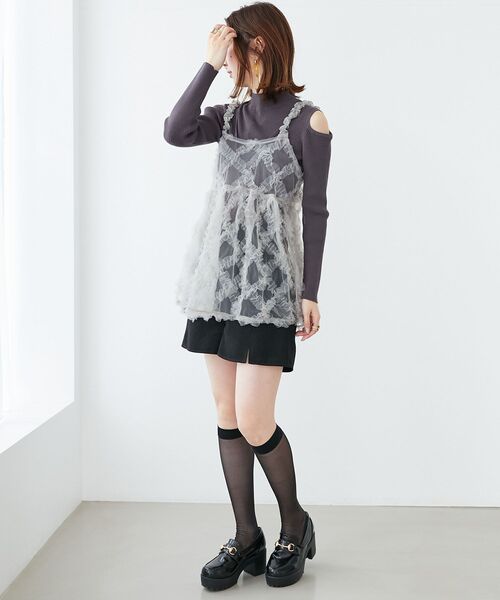 MAJESTIC LEGON（マジェスティックレゴン）の「アソートチュールキャミ（その他トップス・レディース・ブラック系その他/グレー/ホワイト系その他2・MEDIUM）」の6枚目の写真