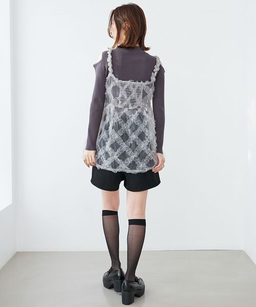 MAJESTIC LEGON（マジェスティックレゴン）の「アソートチュールキャミ（その他トップス・レディース・ブラック系その他/グレー/ホワイト系その他2・MEDIUM）」の8枚目の写真