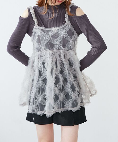 MAJESTIC LEGON（マジェスティックレゴン）の「アソートチュールキャミ（その他トップス・レディース・ブラック系その他/グレー/ホワイト系その他2・MEDIUM）」の13枚目の写真