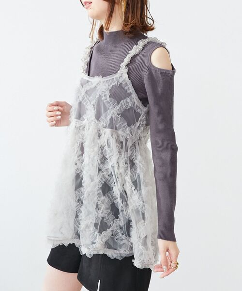 MAJESTIC LEGON（マジェスティックレゴン）の「アソートチュールキャミ（その他トップス・レディース・ブラック系その他/グレー/ホワイト系その他2・MEDIUM）」の11枚目の写真