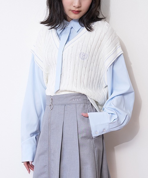 セール】ネクタイシャツレイヤードベスト（シャツ/ブラウス