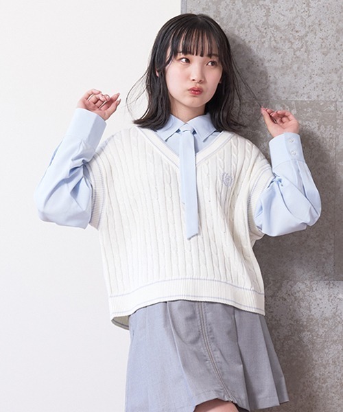 セール】ネクタイシャツレイヤードベスト（シャツ/ブラウス