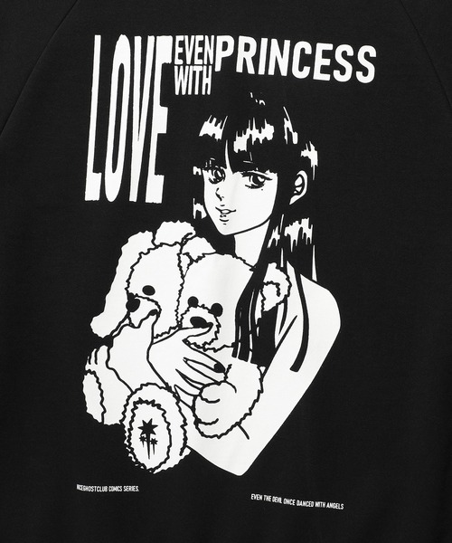 NICE GHOST CLUB(ナイスゴーストクラブ)の「A'GEM/9 × .kom『NICE GHOST CLUB/ナイスゴーストクラブ』 PRINCESS SWEATSHIRTS/プリンセスデザイン プルオーバー スウェット(スウェット・メンズ・ブラック/レッド・L/M)」の8枚目の写真