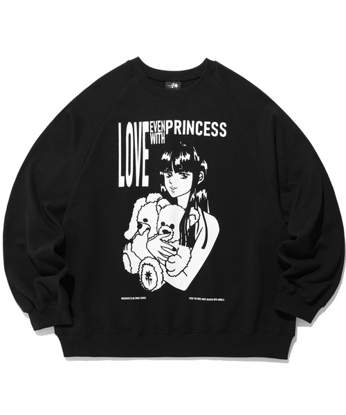 NICE GHOST CLUB(ナイスゴーストクラブ)の「A'GEM/9 × .kom『NICE GHOST CLUB/ナイスゴーストクラブ』 PRINCESS SWEATSHIRTS/プリンセスデザイン プルオーバー スウェット(スウェット・メンズ・ブラック/レッド・L/M)」の5枚目の写真
