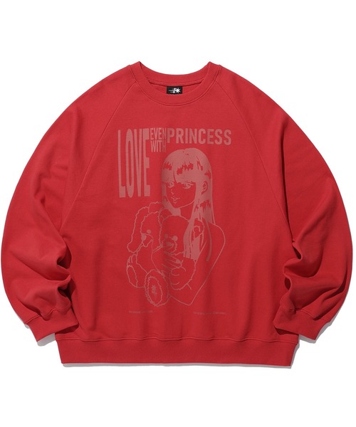 NICE GHOST CLUB(ナイスゴーストクラブ)の「A'GEM/9 × .kom『NICE GHOST CLUB/ナイスゴーストクラブ』 PRINCESS SWEATSHIRTS/プリンセスデザイン プルオーバー スウェット(スウェット・メンズ・ブラック/レッド・L/M)」の13枚目の写真