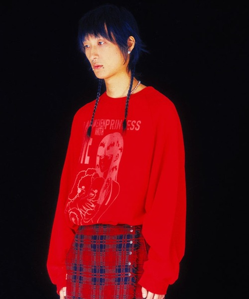 NICE GHOST CLUB(ナイスゴーストクラブ)の「A'GEM/9 × .kom『NICE GHOST CLUB/ナイスゴーストクラブ』 PRINCESS SWEATSHIRTS/プリンセスデザイン プルオーバー スウェット(スウェット・メンズ・ブラック/レッド・L/M)」の11枚目の写真