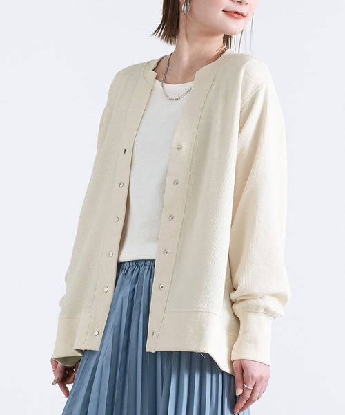 n'OrLABEL（ノアールレーベル）の「【廃盤】『カットソーVネックカーディガン』（カーディガン/ボレロ・レディース・ブラック/オフホワイト/ブルー・FREE）」の2枚目の写真