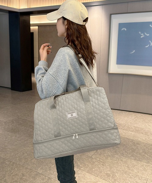 Miniministore(ミニミニストア)の「【新色追加】ボストンバッグ キルティング 旅行カバン(ボストンバッグ・レディース・ピンク/グリーン/オフホワイト/スモークピンク/ブラック/グレー・FREE)」の3枚目の写真