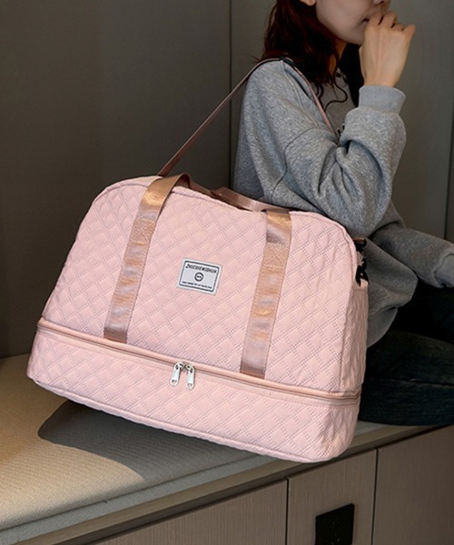 Miniministore(ミニミニストア)の「【新色追加】ボストンバッグ キルティング 旅行カバン(ボストンバッグ・レディース・ピンク/グリーン/オフホワイト/スモークピンク/ブラック/グレー・FREE)」の7枚目の写真