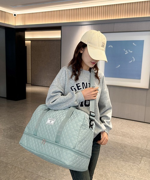 Miniministore(ミニミニストア)の「【新色追加】ボストンバッグ キルティング 旅行カバン(ボストンバッグ・レディース・ピンク/グリーン/オフホワイト/スモークピンク/ブラック/グレー・FREE)」の10枚目の写真
