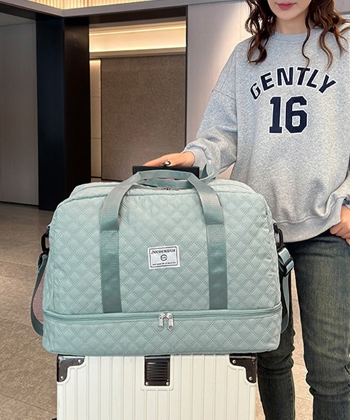 Miniministore(ミニミニストア)の「【新色追加】ボストンバッグ キルティング 旅行カバン(ボストンバッグ・レディース・ピンク/グリーン/オフホワイト/スモークピンク/ブラック/グレー・FREE)」の11枚目の写真