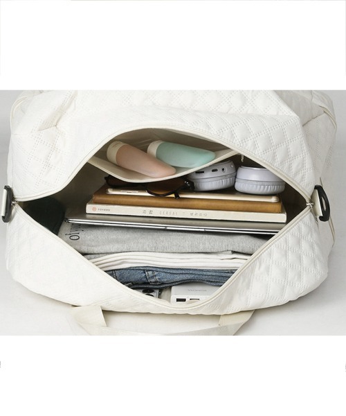 Miniministore(ミニミニストア)の「【新色追加】ボストンバッグ キルティング 旅行カバン(ボストンバッグ・レディース・ピンク/グリーン/オフホワイト/スモークピンク/ブラック/グレー・FREE)」の16枚目の写真