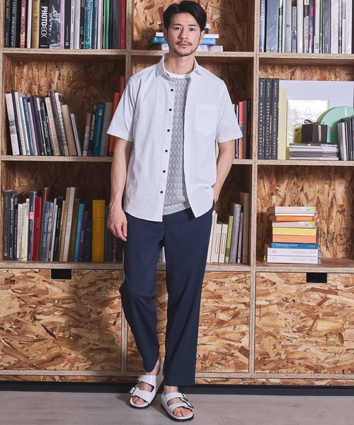 UNION STATION（ユニオンステーション）の「ワッシャーワイドカラー半袖シャツ（シャツ/ブラウス・メンズ・イエロー/ダークブルー/ネイビー/オフホワイト・M/L/LL）」の6枚目の写真