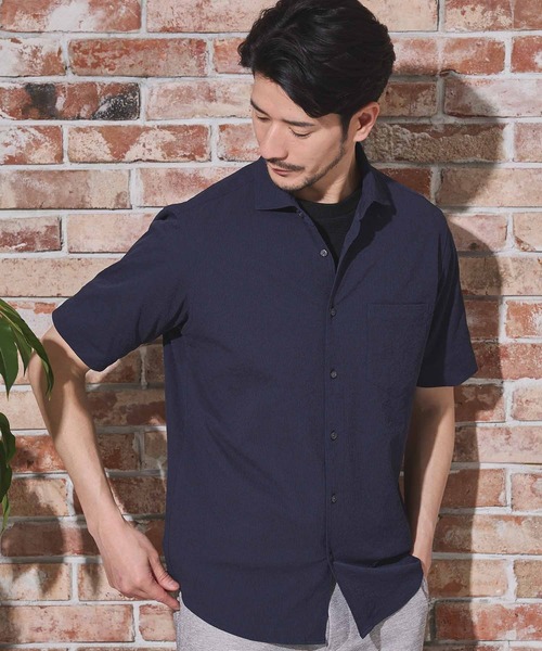 UNION STATION（ユニオンステーション）の「ワッシャーワイドカラー半袖シャツ（シャツ/ブラウス・メンズ・イエロー/ダークブルー/ネイビー/オフホワイト・M/L/LL）」の7枚目の写真