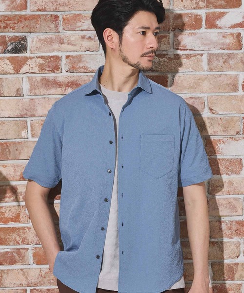 UNION STATION（ユニオンステーション）の「ワッシャーワイドカラー半袖シャツ（シャツ/ブラウス・メンズ・イエロー/ダークブルー/ネイビー/オフホワイト・M/L/LL）」の12枚目の写真