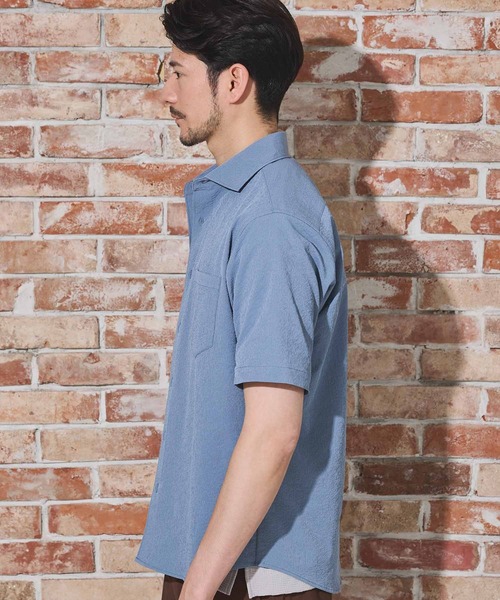 UNION STATION（ユニオンステーション）の「ワッシャーワイドカラー半袖シャツ（シャツ/ブラウス・メンズ・イエロー/ダークブルー/ネイビー/オフホワイト・M/L/LL）」の13枚目の写真