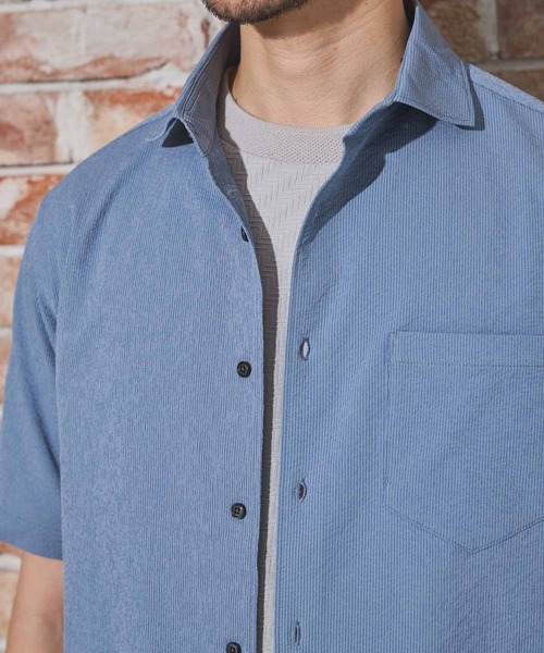 UNION STATION（ユニオンステーション）の「ワッシャーワイドカラー半袖シャツ（シャツ/ブラウス・メンズ・イエロー/ダークブルー/ネイビー/オフホワイト・M/L/LL）」の16枚目の写真