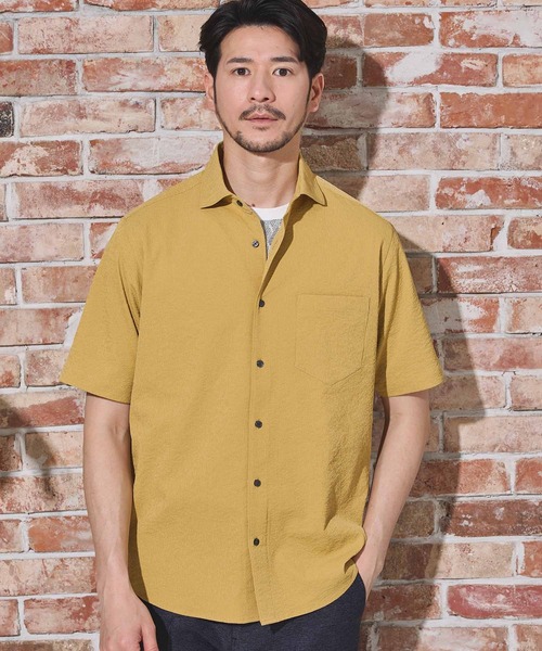 UNION STATION（ユニオンステーション）の「ワッシャーワイドカラー半袖シャツ（シャツ/ブラウス・メンズ・イエロー/ダークブルー/ネイビー/オフホワイト・M/L/LL）」の19枚目の写真