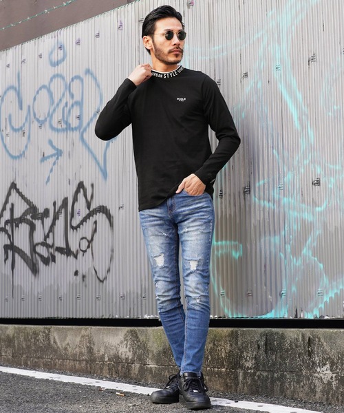 LUXE/R（ラグジュ）の「リブジャガード モックネック ロンT（Tシャツ/カットソー・メンズ・ホワイト/ブラック・MEDIUM/LARGE/X-LARGE）」の3枚目の写真