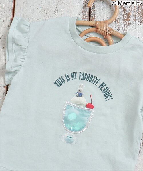 Miffy（ ミッフィー）の「miffyコラボクリームソーダモチーフTシャツ（Tシャツ/カットソー・キッズ・ミント/オフホワイト/ベビーピンク・80/90/95/100/110/120/130/140）」の2枚目の写真