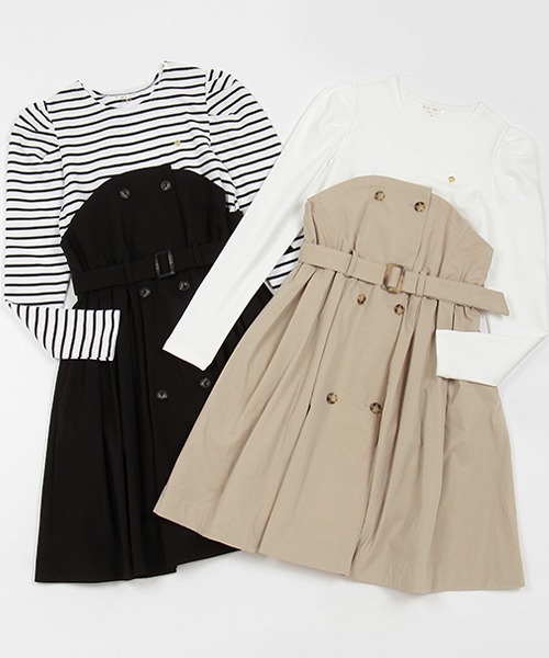 kate spade new york kids（ケイトスペードニューヨーク）の「ガールズ トレンチドッキングワンピース（ワンピース・キッズ・ブラック/ベージュ・140cm/150cm/160cm）」の4枚目の写真