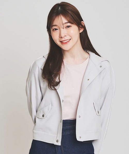 31 Sons de mode（トランテアン　ソン　ドゥ　モード）の「配色ラインフーディーブルゾン（マウンテンパーカー・レディース・ライトグレー/チャコールグレー/オフホワイト・36/38）」の3枚目の写真