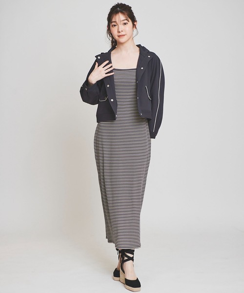 31 Sons de mode（トランテアン　ソン　ドゥ　モード）の「配色ラインフーディーブルゾン（マウンテンパーカー・レディース・ライトグレー/チャコールグレー/オフホワイト・36/38）」の10枚目の写真