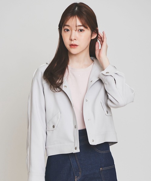 31 Sons de mode（トランテアン　ソン　ドゥ　モード）の「配色ラインフーディーブルゾン（マウンテンパーカー・レディース・ライトグレー/チャコールグレー/オフホワイト・36/38）」の12枚目の写真