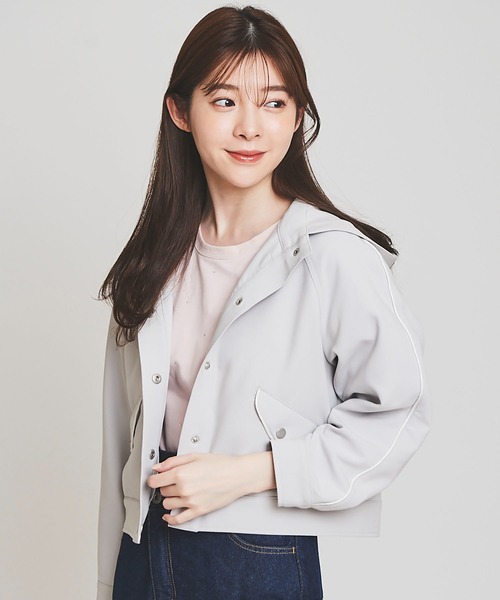 31 Sons de mode（トランテアン　ソン　ドゥ　モード）の「配色ラインフーディーブルゾン（マウンテンパーカー・レディース・ライトグレー/チャコールグレー/オフホワイト・36/38）」の13枚目の写真