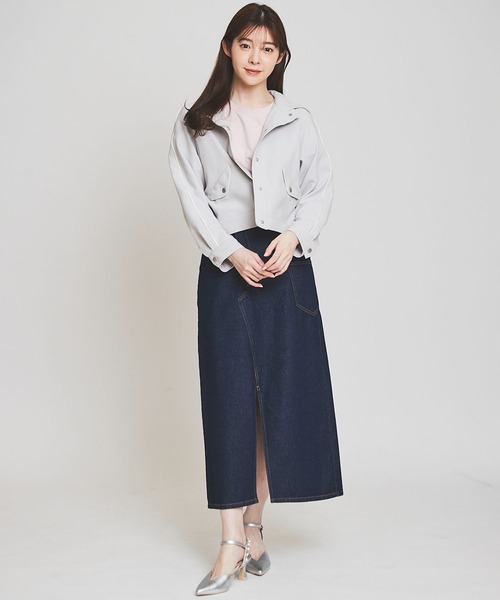 31 Sons de mode（トランテアン　ソン　ドゥ　モード）の「配色ラインフーディーブルゾン（マウンテンパーカー・レディース・ライトグレー/チャコールグレー/オフホワイト・36/38）」の18枚目の写真