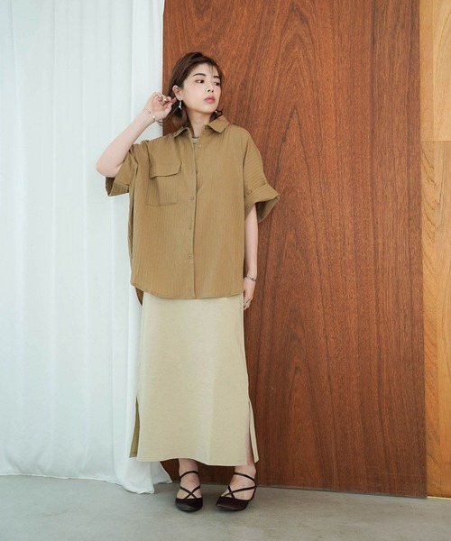 mimi toujours（ミミトゥジュール）の「ワッシャー ストライプ シアー シャツ mimi toujours×itsPeachi（シャツ/ブラウス・レディース・アイボリー・M）」の4枚目の写真