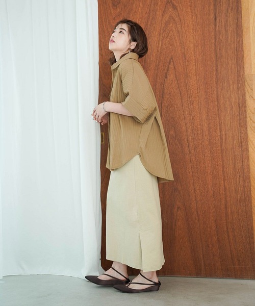 mimi toujours（ミミトゥジュール）の「ワッシャー ストライプ シアー シャツ mimi toujours×itsPeachi（シャツ/ブラウス・レディース・アイボリー・M）」の5枚目の写真