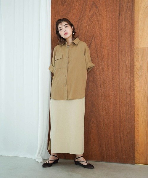 mimi toujours（ミミトゥジュール）の「ワッシャー ストライプ シアー シャツ mimi toujours×itsPeachi（シャツ/ブラウス・レディース・アイボリー・M）」の7枚目の写真