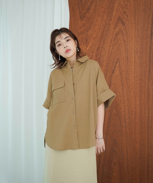 mimi toujours（ミミトゥジュール）の「ワッシャー ストライプ シアー シャツ mimi toujours×itsPeachi（シャツ/ブラウス・レディース・アイボリー・M）」の9枚目の写真