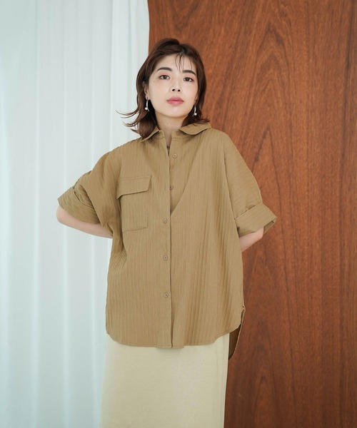 mimi toujours（ミミトゥジュール）の「ワッシャー ストライプ シアー シャツ mimi toujours×itsPeachi（シャツ/ブラウス・レディース・アイボリー・M）」の10枚目の写真