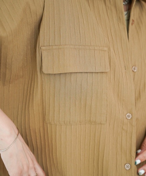 mimi toujours（ミミトゥジュール）の「ワッシャー ストライプ シアー シャツ mimi toujours×itsPeachi（シャツ/ブラウス・レディース・アイボリー・M）」の12枚目の写真