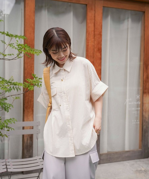 mimi toujours（ミミトゥジュール）の「ワッシャー ストライプ シアー シャツ mimi toujours×itsPeachi（シャツ/ブラウス・レディース・アイボリー・M）」の17枚目の写真