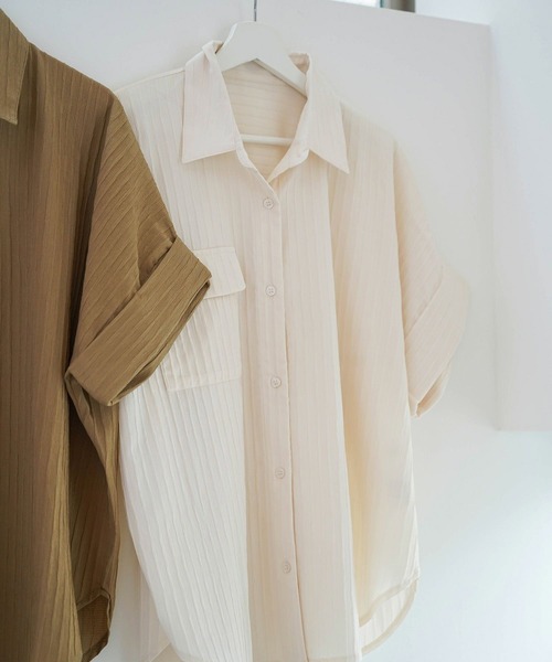 mimi toujours（ミミトゥジュール）の「ワッシャー ストライプ シアー シャツ mimi toujours×itsPeachi（シャツ/ブラウス・レディース・アイボリー・M）」の18枚目の写真