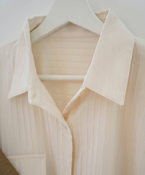 mimi toujours（ミミトゥジュール）の「ワッシャー ストライプ シアー シャツ mimi toujours×itsPeachi（シャツ/ブラウス・レディース・アイボリー・M）」の19枚目の写真