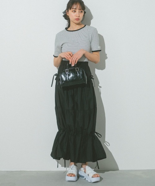 VANNIE U（ヴァニーユー）の「ハーフボーダーリンガーTシャツ（Tシャツ/カットソー・レディース・ライトピンク/ネイビー/イエロー/ホワイト・FREE）」の6枚目の写真