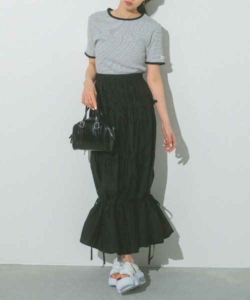 VANNIE U（ヴァニーユー）の「ハーフボーダーリンガーTシャツ（Tシャツ/カットソー・レディース・ライトピンク/ネイビー/イエロー/ホワイト・FREE）」の22枚目の写真