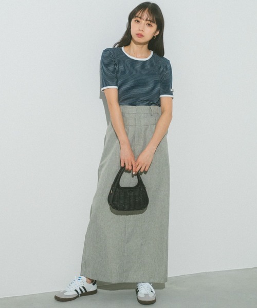 VANNIE U（ヴァニーユー）の「ハーフボーダーリンガーTシャツ（Tシャツ/カットソー・レディース・ライトピンク/ネイビー/イエロー/ホワイト・FREE）」の8枚目の写真