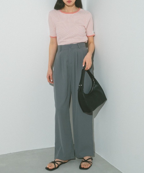 VANNIE U（ヴァニーユー）の「ハーフボーダーリンガーTシャツ（Tシャツ/カットソー・レディース・ライトピンク/ネイビー/イエロー/ホワイト・FREE）」の13枚目の写真