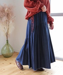 Crisp | ギャザーデザインフリンジデニムスカート(デニムスカート)