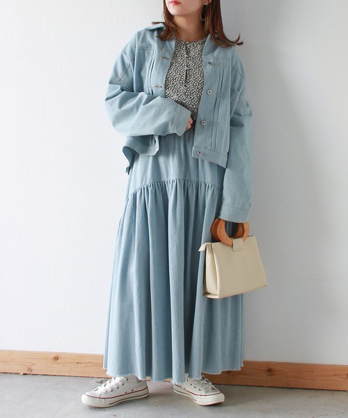 Crisp（クリスプ）の「ギャザーデザインフリンジデニムスカート（デニムスカート・レディース・ブルー/ブラック/ネイビー・FREE）」の21枚目の写真