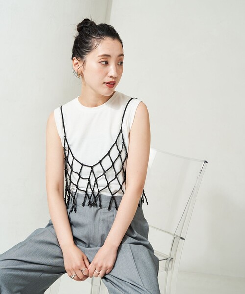 FREAK'S STORE(フリークスストア)の「限定展開 パール ビスチェ(ベスト・レディース・ホワイト/ブラック・フリ-)」の19枚目の写真